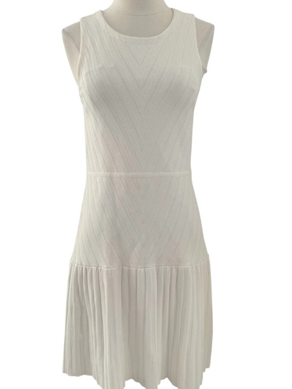PARKER Women's Ivory Sleeveless Jewel Neck Short Fit + Flare Dress Size Medium